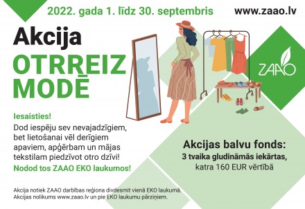 Lietotu apavu, apģērbu un mājas tekstila nodošanas akcija "Otrreiz modē"