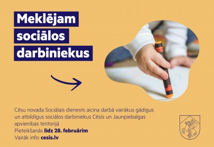 Aicinām darbā sociālos darbiniekus