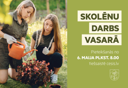 Maijā sāksies pieteikšanās skolēnu vasaras darbiem