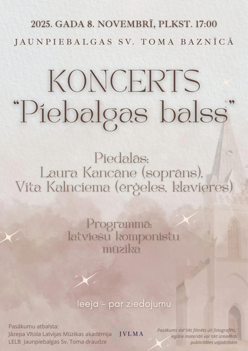 Koncerts "Piebalgas balss" Jaunpiebalgas Sv. Toma ev. lut. baznīcā