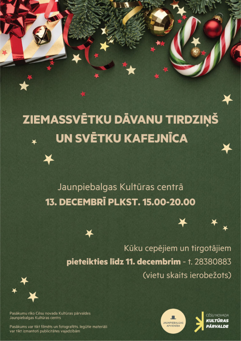 Ziemassvētku dāvanu tirdziņš un svētku kafejnīca Jaunpiebalgā